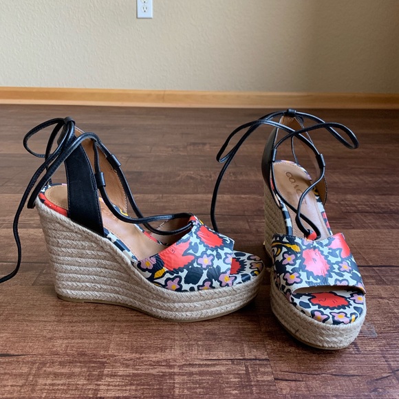 Colorful flower print 7B gladiator straps wedges - Picture 6 of 8